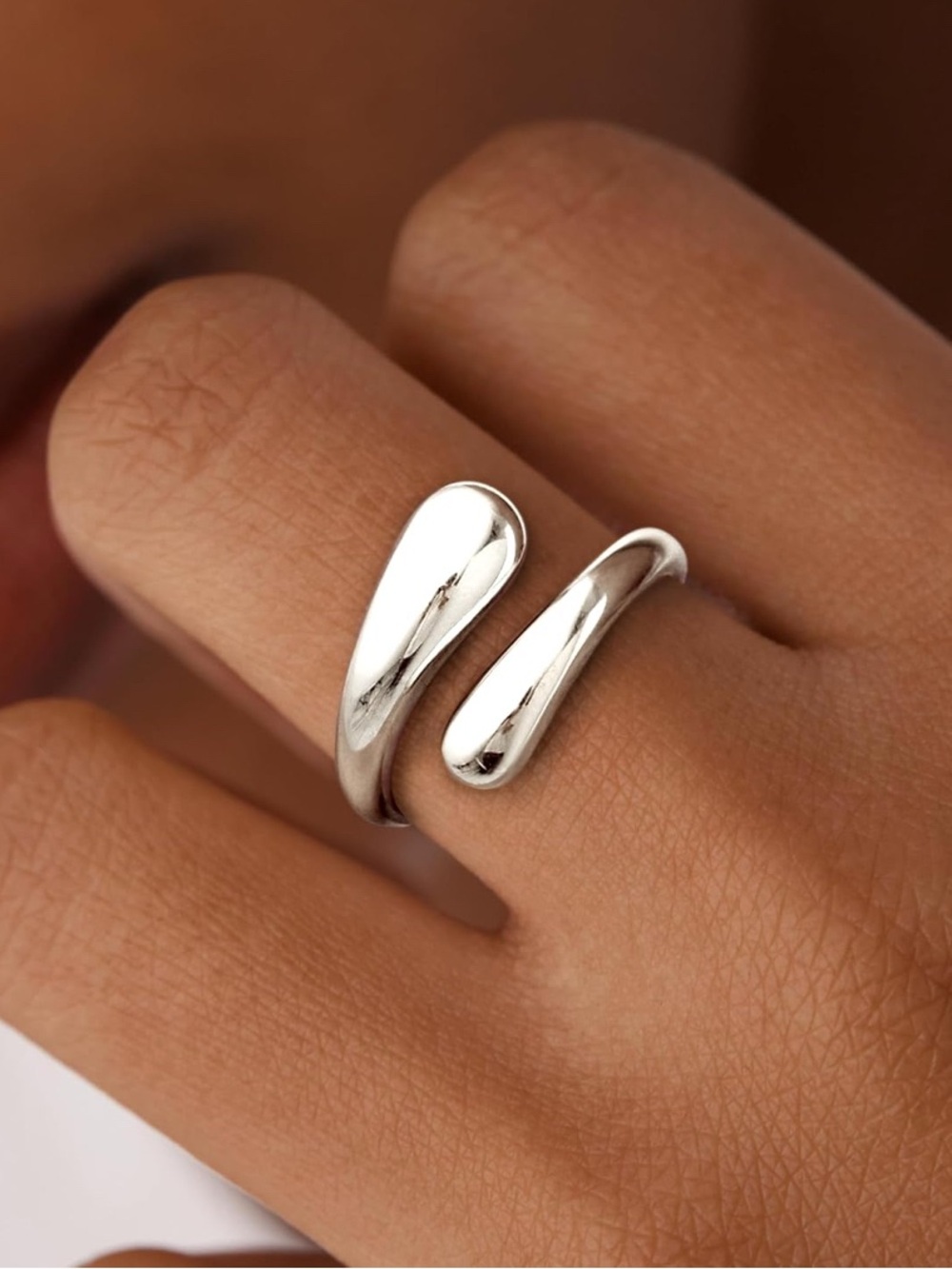 14K Gold Plated Silver Open TearDrop Ring